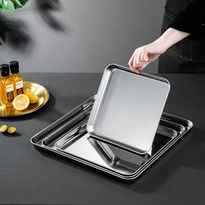 Plaque de cuisson carrée en acier inoxydable 15/20/25/30/<span class=keywords><strong>35</strong></span> <span class=keywords><strong>cm</strong></span>, plateau plat en acier inoxydable, plaque à <span class=keywords><strong>pizza</strong></span> en métal, plateau alimentaire rectangulaire - Product Image 1