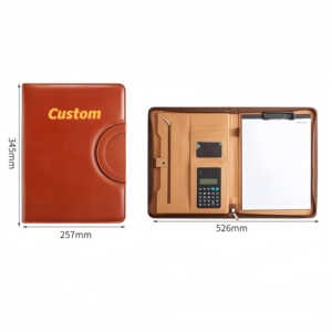 Tùy chỉnh A4 da <span class=keywords><strong>padfolio</strong></span> A4 Folio thư mục với túi dập nổi dây kéo danh mục đầu tư bìa cứng bìa cao cấp nộp hồ sơ sản phẩm - Product Image 1