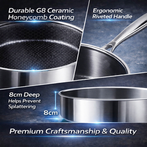 Cacerola KFCC G8 Micro Dot, <span class=keywords><strong>Olla</strong></span> <span class=keywords><strong>de</strong></span> Acero Inoxidable con Revestimiento Cerámico <span class=keywords><strong>Antiadherente</strong></span>, Libre <span class=keywords><strong>de</strong></span> PFAS, Apta para Cocina <span class=keywords><strong>de</strong></span> Inducción, Fabricante OEM - Product Image 2