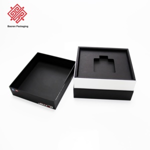 Baoren Wholesale OEM ODM Navy Blue Rectangle 1200g Gray <b>Board</b> Mounted On 157G Copper Plate Magnetic Closure Rigid Packaging Box - Product Image 3