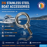 Œillet de levage en acier inoxydable 316 Marine JIS B1168 6 mm pour camions, camping-cars, navires, kayaks, bateaux pneumatiques, yachts et accessoires de quincaillerie nautique
