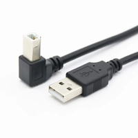 Cable de impresora de datos USB2.0 de 0,3 m y 1,5 m, ángulo de 90 grados, codo derecho izquierdo macho tipo B para Escáner de ordenador, auriculares de carga rápida 3A