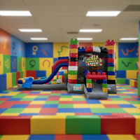 Nouvelle conception de château gonflable pour fêtes, blocs de construction Leggo, château gonflable, toboggan combiné, château de saut