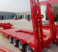 Semi-trailer Low-bed 7-axis 80-ton yang Dapat Diperpanjang, Konstruksi Baja, Heavy Duty, Landing Gear, Suspensi Udara, Panjang 17m, Laris Terjual
