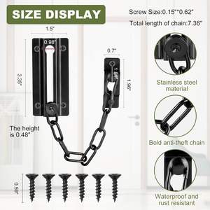 Protector de puerta de cadena de metal de acero negro para hotel y hogar para seguridad y privacidad - Product Image 4