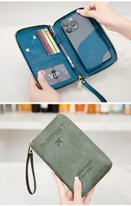 Bolsa multifuncional para viagem em família em couro PU, carteira para cartão I'd, bolsa com bolsos, ideal para viagens em 2023
