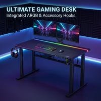 Table de gaming AOR E-sports avec plateau métallique et tapis en cuir magnétique, double moteur, cadre de table à double section inversée, vente en gros usine