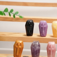 Ataúdes de Cristal de Cuarzo Rosa, Labradorita y Obsidiana Tallados a Mano al por Mayor para Sanación Natural, Halloween
