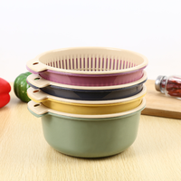 Panier de vidange double pour cuisine domestique, en PP écologique, multifonctionnel, pour fruits et légumes, coloré