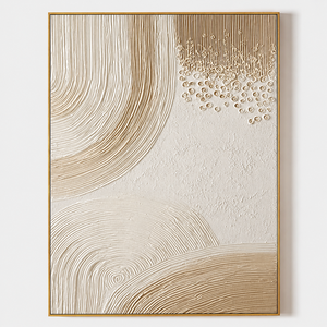 Abstract Embossed Art Print With Gold <b>Frame</b> Minimalist Design Indoor Decor Paper Handmade Texture Wall Art - Product Image 1