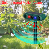 Répulsif d'animaux à énergie solaire en ABS avec capteur de mouvement et système d'avertissement ultrasonique clignotant, étanche pour extérieur