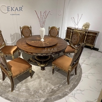 Cómoda Americana Estilo Imperio con Frente Abierto |   Aparador Clásico de Lujo con Parquet y Columnas Doradas