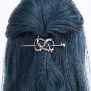 Épingle à cheveux rétro Viking en forme de dragon, gothique vintage, avec squelette de mite, pierre de lune et bois de cerf, bijoux punk pour femmes, en alliage, pour mascarade - Product Image 1