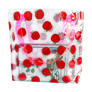 Bolsa Transparente Personalizada con Logotipo y Diseño de Durazno Rojo para Mujer - Bolsa de Compras de PVC Transparente, Bolsas de Playa de PVC Coloridas para Regalo - Product Image 1