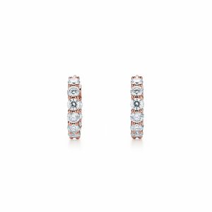 Boucles d'oreilles créoles en diamant rond de 0,35 ct, or rose jaune 14 carats, fiançailles pour femmes et enfants - Product Image 2