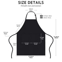 Tablier de cuisine noir imperméable personnalisé avec logo imprimé pour femmes et hommes – Vente en gros