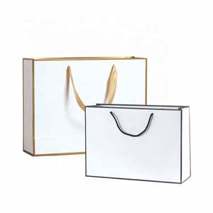 Sac de shopping en papier personnalisé de luxe KM avec logo de designer, poignée en ruban rose - Product Image 5