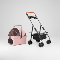 Poussette pour animaux de compagnie légère, pliable, détachable et portable en métal de luxe avec porte-animaux pour petits chiens et chats