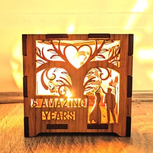 กล่องโคมไฟไม้ใส่เทียนของตกแต่งครบรอบคู่รักเชิงเทียนที่ระลึกวันครบรอบ - Product Image 3