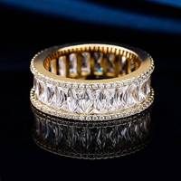 RFJEWEL 2026 Nouvelle Bague Hiphop de Luxe en Laiton de Haute Qualité avec Zircon Taille Princesse, Bijou Tendance Unisexe Plaqué Argent/Or