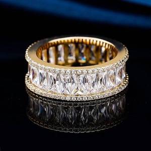 RFJEWEL 2026 Nuevo Anillo de Latón de Alta Calidad con Circonita Cúbica de Corte Princesa, Estilo Hiphop de Lujo, Joyería de Moda Unisex, Plateado/Dorado - Product Image 5