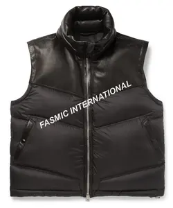 Top vente personnalisé chaud hommes hiver PU tissu gonflé gilet Body Fit sans manches gilet extérieur veste gilets