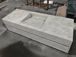 SH STONE Lujo de gama alta Moderno Natural Taj Mahal Cuarcita Apartamento Villa Baño Montado en la pared Vanidad Intered Fregadero Lavabo - Product Image 5