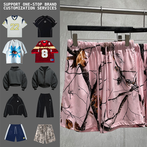 Shorts amples personnalisés Yingling, shorts streetwear avec imprimé arbre réel, pantalons de survêtement amples, impression DTF, cordon de serrage, shorts camouflage pour hommes - Product Image 1