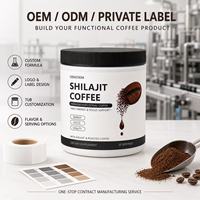 Poudre de café torréfié mélangée au Shilajit purifié sur mesure ODM, 20 cuillères pour une concentration mentale quotidienne et un soutien au bien-être physique