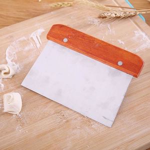 Bread Scrape Bakers Tool Slashing Tool Wooden Handle Metal Dough Scraper Pizza Dough Cutter Chopper - Product Image 3