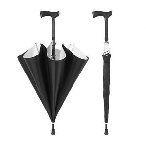 Custom Logo Multifunctional Long-Handled Elderly Cane Sun Protection and Rain <b>Windproof</b> Sun Hiking <b>Umbrella</b> - Product Image 1