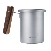 Mug en titane TIWONDER avec poignée en bois, 430 ml, style classique, isolation thermique 0-6 heures, tasse portable, cadeau, thé, café en plein air