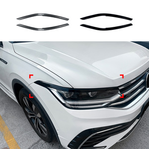 Vw Tiguan Mk2 5 2021 2023 Headlight Eyebrow Stickers Piano Black Carbon Fiber Texture Exterior Modification Decals - Product Image 4