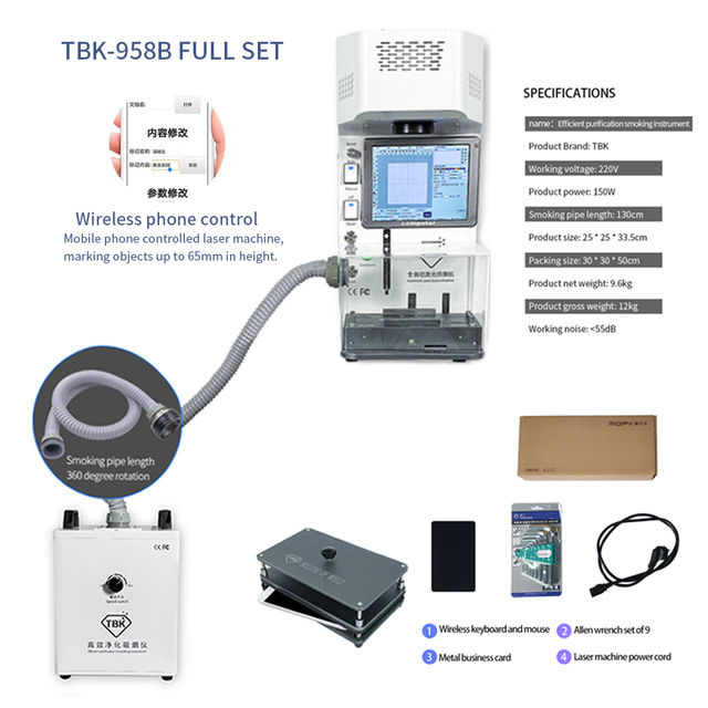 Newest TBK-958B Laser Marking Separate Machine for IPhone 8-12 Pro Max Back Glass Remover Repair Machine