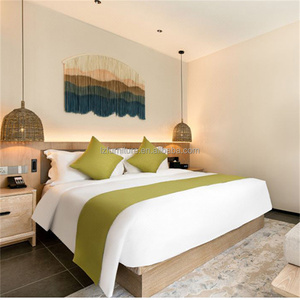 Factory Direct <b>Cheap</b> 3 Star Hotel Bed <b>Frame</b> Custom Queen King Size Plywood Wooden Bed Base with Soft PU Leather Headboard Panel - Product Image 3