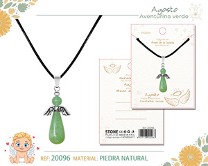 Ciondolo angelo custode con avventurina verde August Birthstone bella collana pendente - Product Image 6