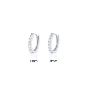 Orecchini a Cerchio con Diamanti Taglio Brillante da 8mm, Stile Minimalista con Incastonatura a Canale, Materiale in Rame, Unisex per Uso Quotidiano - Product Image 1