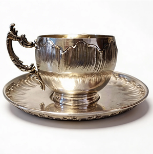 Elegante Set di Tazze da Caffè in Argento Sterling, Tazzine da Espresso Vintage, Stile Europeo Antico per Arredamento Bar e Casa - Product Image 2