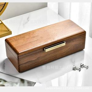Caja de Almacenamiento de Joyas de Madera de Nogal Negro con Tapa Abatible, Organizador de Relojes de Diseño Exquisito y de Alta Gama - Product Image 3