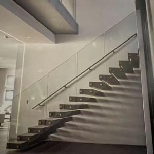 <span class=keywords><strong>Escalier</strong></span> flottant droit en <span class=keywords><strong>bois</strong></span> de chêne <span class=keywords><strong>moderne</strong></span> avec éclairage LED, <span class=keywords><strong>escalier</strong></span> en métal personnalisé - Product Image 4