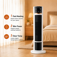 Chauffage tour oscillant intelligent avec commande vocale, lumière de cheminée simulée et humidificateur pour appartement et salon