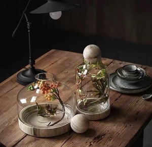 Terrarium en verre de jardinière moderne de simplicité de table ronde DIY avec <span class=keywords><strong>vase</strong></span> en verre <span class=keywords><strong>transparent</strong></span> de mariage en bois - Product Image 4