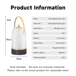 Lampe de table <span class=keywords><strong>LED</strong></span> rechargeable sans fil, design moderne, étanche IP54, portable, pour le camping, avec fonction tactile, lumière de nuit décorative. - Product Image 6