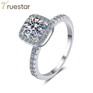 Cincin Pernikahan mewah untuk wanita pengantin S925 perak Rhodium berlapis 0,5 ct 1ct 2ct 3ct D warna Moissanite janji cincin berlian - Product Image 1