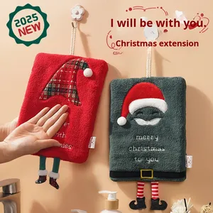 New Pachy Bear Christmas Home Toalla de mano-Hangable Thicken Coral Fleece Cocina Absorbente Diseño de dibujos animados de secado rápido - Product Image 1