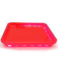 Plateau de service moderne carré de grande capacité personnalisé Plateau à rouler décoratif avec LED pour tabac avec effet lumineux pour plateaux à cigarettes