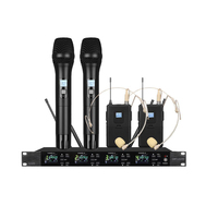 MiCWL M4 haute qualité 400 canaux numérique LED système de Microphone sans fil DJ karaoké scène chanter Mushic discours 4 oreillettes HeadMic