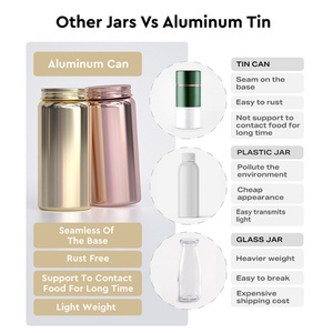 Customized Printed Logo Cylinder <b>Aluminum</b> Packaging Tin Jar for Capsules Pills Medicine Tablets-Eco-friendly Recyclable Screw - Product Image 2