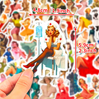 Autocollants découpés à la forme de filles pin-up rétro, autocollants en vinyle imperméables, autocollants en PVC autocollants, ensemble d'autocollants mignons de filles de dessin animé, décoration pour ordinateur portable