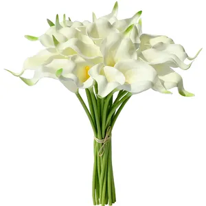 White Flowers Artificial Calla Lily Flowers For Home Kitchen Wedding Decor Real Feel Flowers Bridal Bouquet